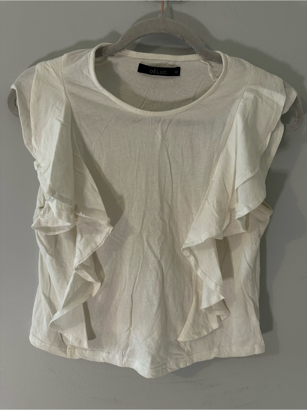 Deluc White Ruffle Sleeve Tee